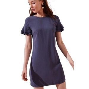 LOFT Gray Flutter Sleeve Shift Dress Size 8